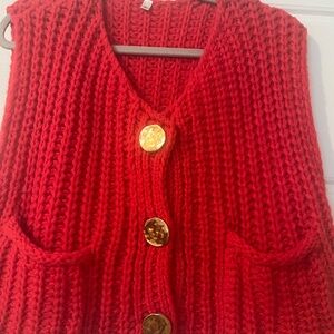 Women's Red Knit Sweater Vest